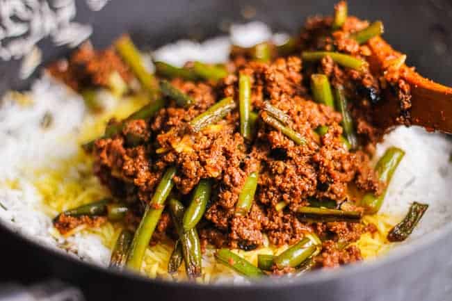Beef and Green Bean Rice (Loobia Polo)
