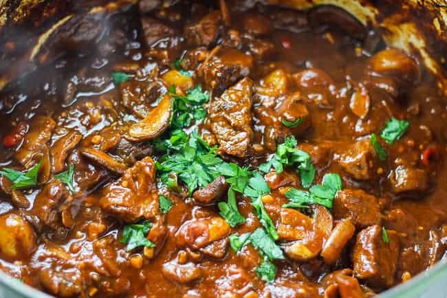 Braised Beef with Caramelized Onions and Mushrooms