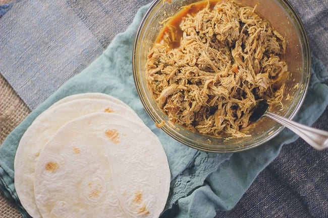 pulled chicken tacos with charred jalapenos